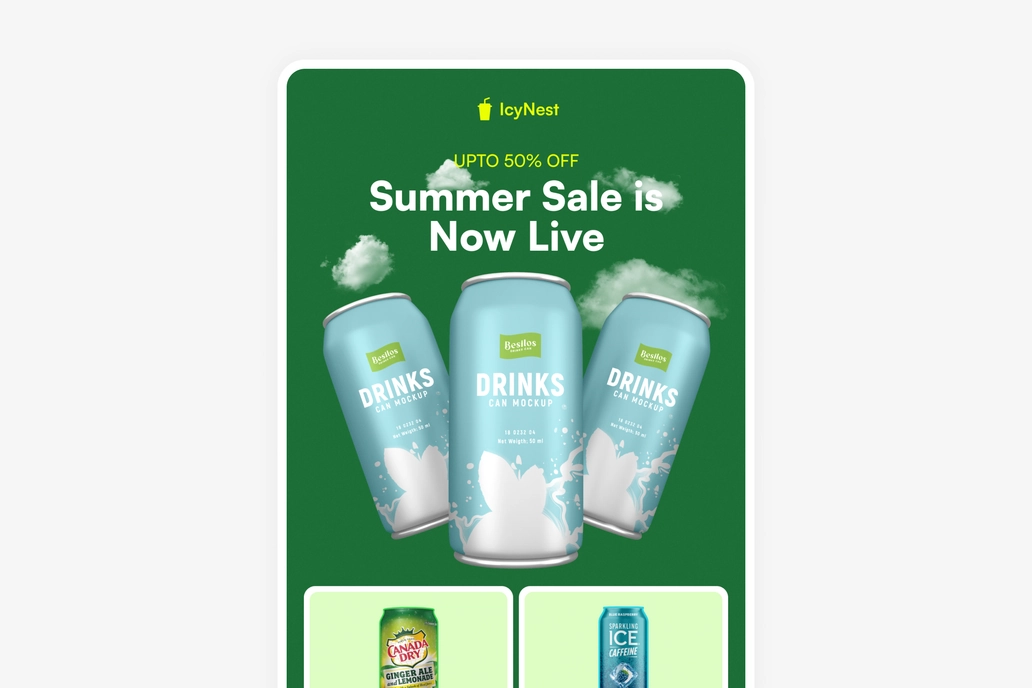 Cold Drinks Promotional Email Template UI