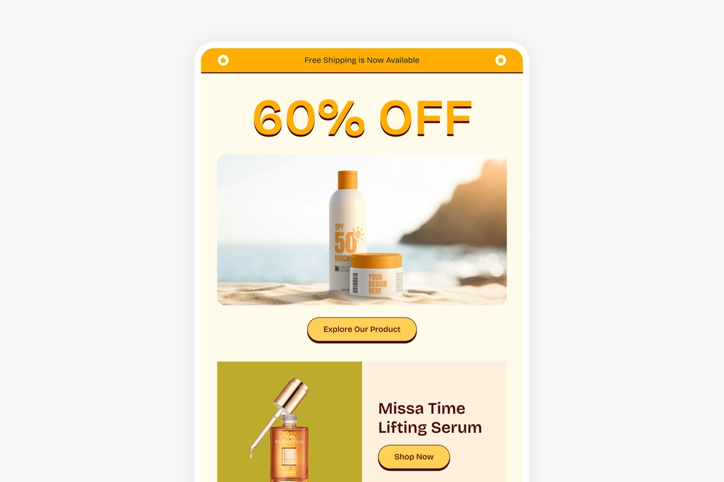 Skincare Product Promotional Email Template UI