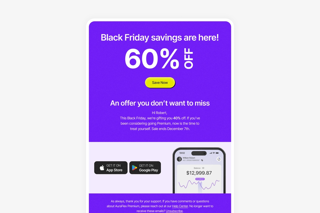 Saas Product Black Friday Promotional Email Template UI