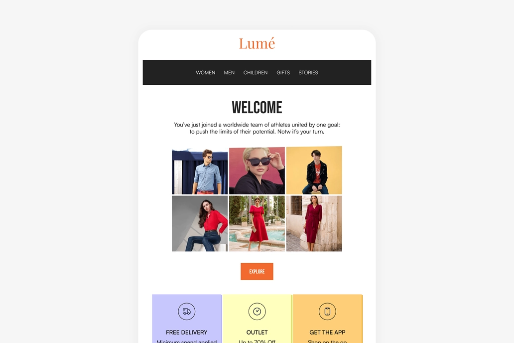 Fashion Brand Welcome Email Template UI
