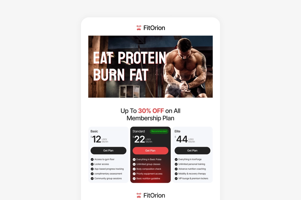 Gymnasium Promotional Email Template UI