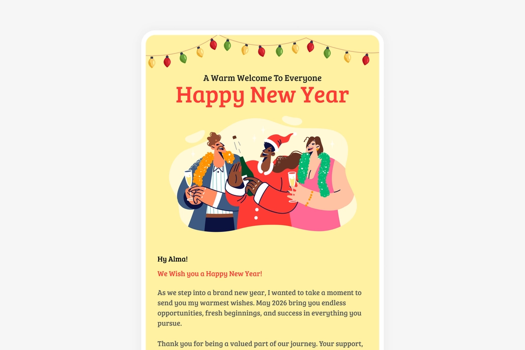 Happy New Welcome Email Template UI