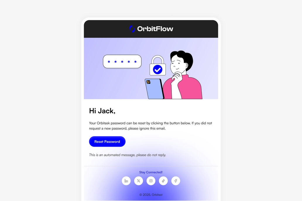 Saas Product Reset Password Email Template UI