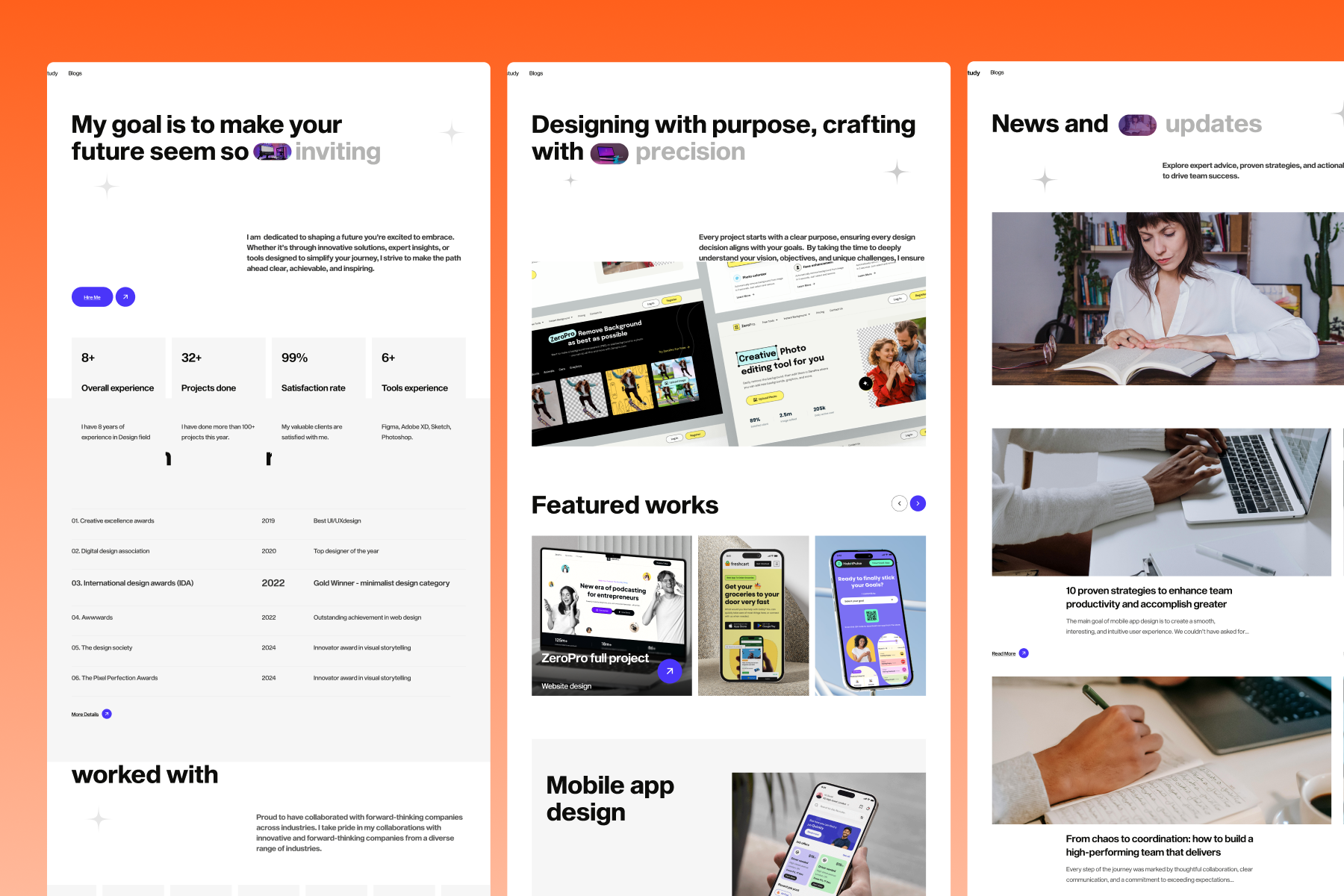 Designer Portfolio UI Template thumbnail 1